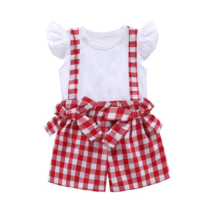 Toddler Baby Girls Ruffle T-shirt Tops+Suspender Trousers Clothes Outfits 3M-3Y - ebowsos