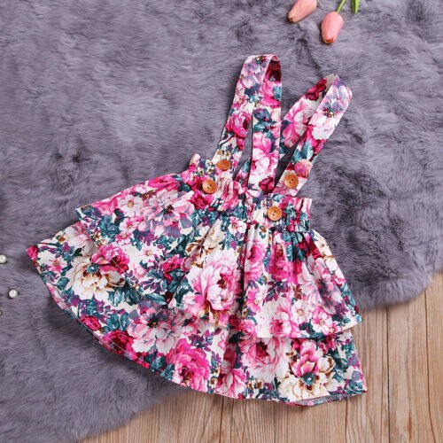 Toddler Baby Kids Girl Dress Set Long Sleeve Tops Shirt+Floral Sling Dresses Outfit 2Pcs Set Clothes - ebowsos