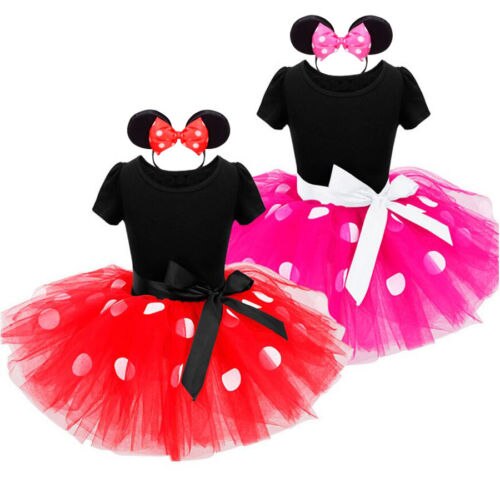 Toddler Baby Kids Girls Princess Short Sleeve Dresses Fancy Cartoon Mini Tulle Party Tutu Dress - ebowsos