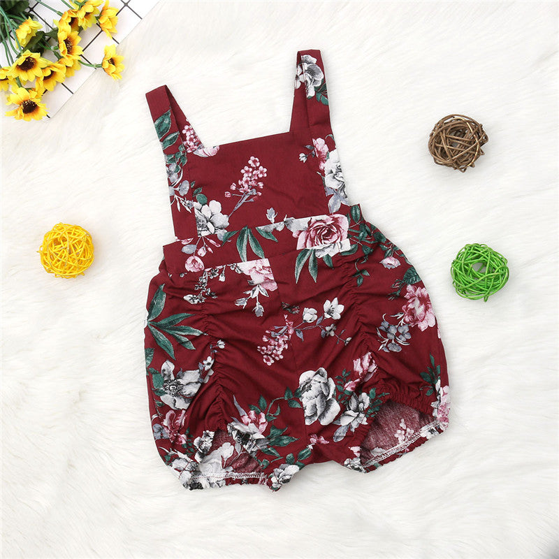 Toddler Clothes Baby Girl Flower Sleeveless Romper Sleeveless Jumpsuit Outfit Sunsuit 0-2T - ebowsos