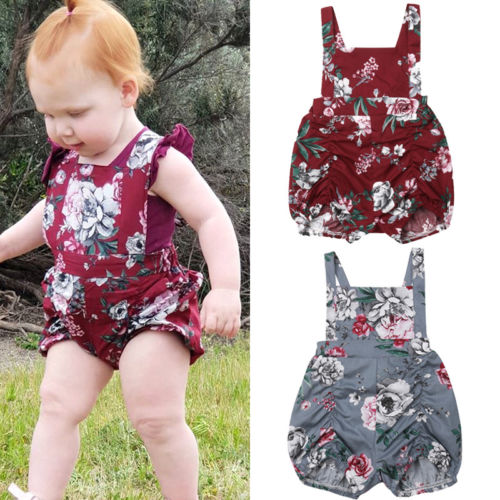 Toddler Clothes Baby Girl Flower Sleeveless Romper Sleeveless Jumpsuit Outfit Sunsuit 0-2T - ebowsos