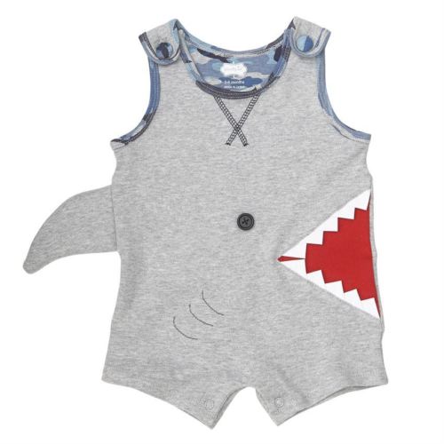 Toddler Cotton Sleeveless Romper Baby Boy Cartoon Shark Romper Jumpsuit Outfits Sunsuit Kids Clothing - ebowsos