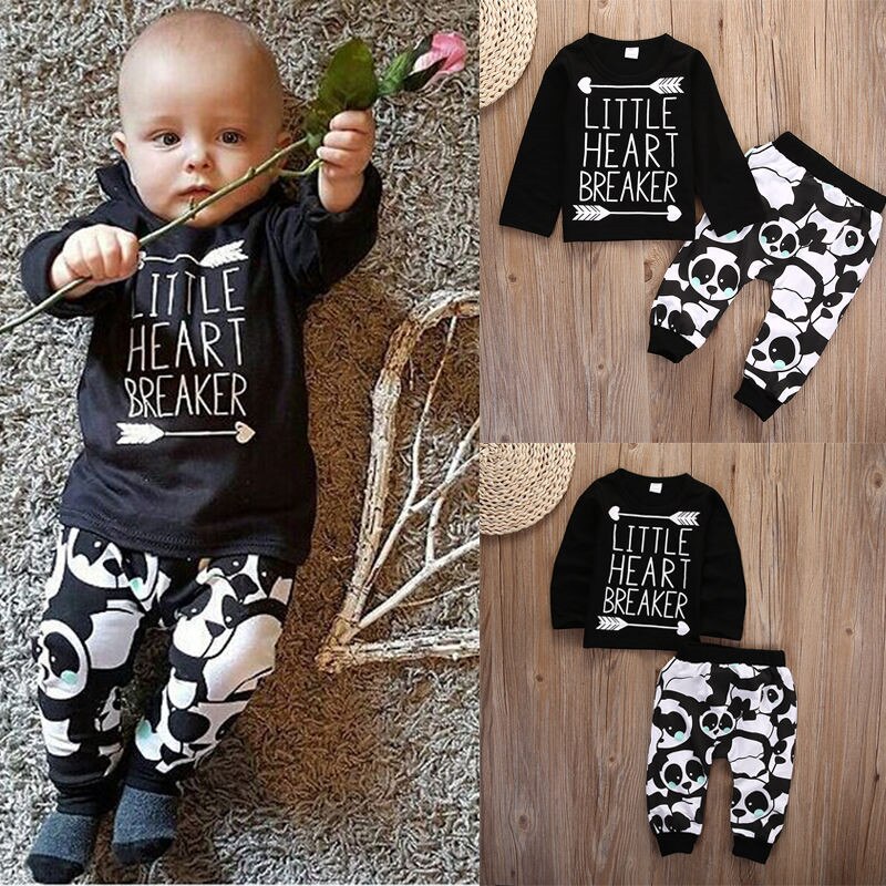 Toddler Infant Newborn Baby Boy Little Girl Long Sleeve T shirt Top Legging Pants 2pcs Outfit Casual Clothes Set - ebowsos