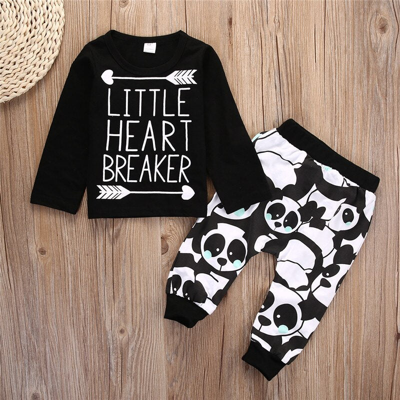 Toddler Infant Newborn Baby Boy Little Girl Long Sleeve T shirt Top Legging Pants 2pcs Outfit Casual Clothes Set - ebowsos