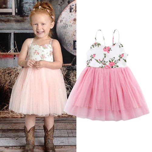 Toddler Kid Baby Girl Lace Tulle Mesh Sling Backless Dress Party Bridesmaid Party Pageant Dresses - ebowsos