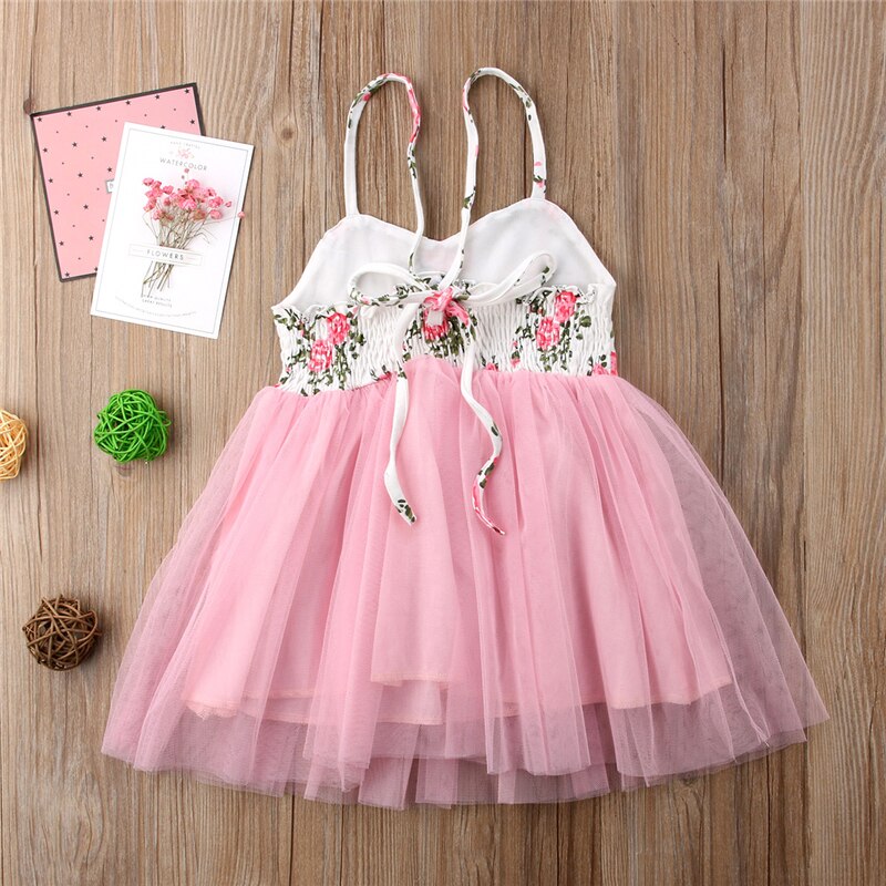 Toddler Kid Baby Girl Lace Tulle Mesh Sling Backless Dress Party Bridesmaid Party Pageant Dresses - ebowsos