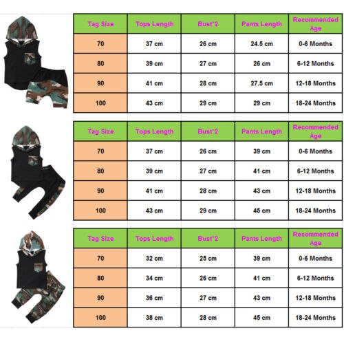 Toddler Kids Baby Boy Sleeveless Hooded Tops T-shirt Camo Pants Outfit 2Pcs Set Clothes - ebowsos