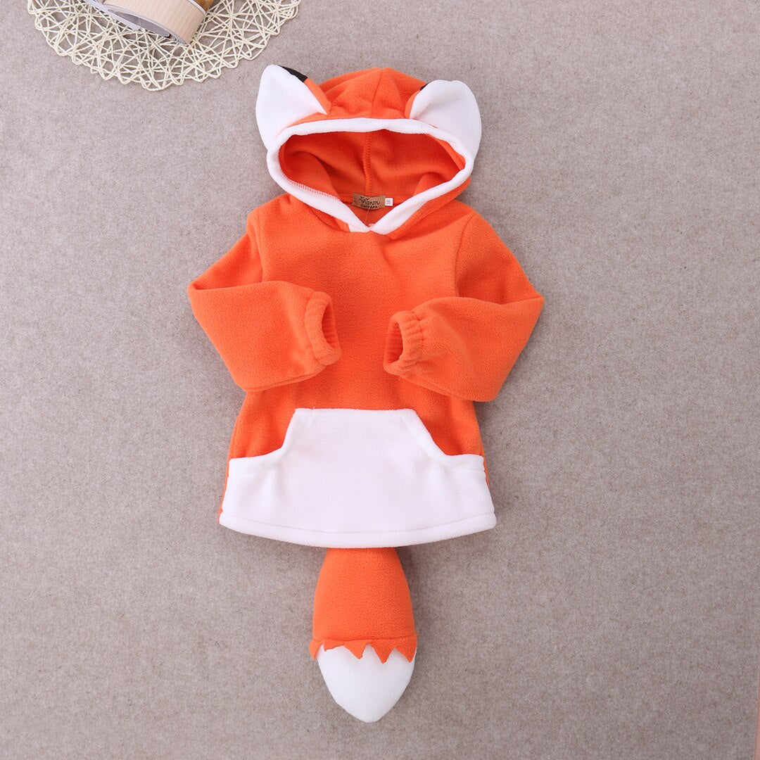 Toddler Kids Baby Boys Girls Cute Animal Tails Coat Outerwear Cotton Hooded Jacket 0-4Y - ebowsos