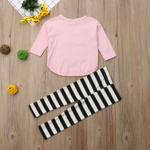 Toddler Kids Baby Girl Cartoon Clothes Long Sleeve T-shirt Top+Pants Outfit Set Tracksuit - ebowsos