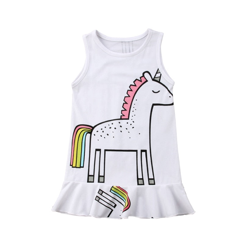 Toddler Kids Baby Girl Clothes Dress Summer Sleeveless Princess Party Tutu Tank Tops Vest Girls Round Neck Cotton Dresses - ebowsos