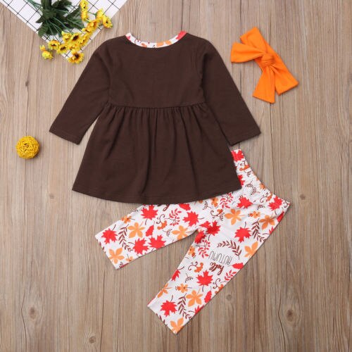 Toddler Kids Baby Girl Clothes Long Sleeve T-shirt Tops Mini Dress+Pants 3Pcs Clothes - ebowsos