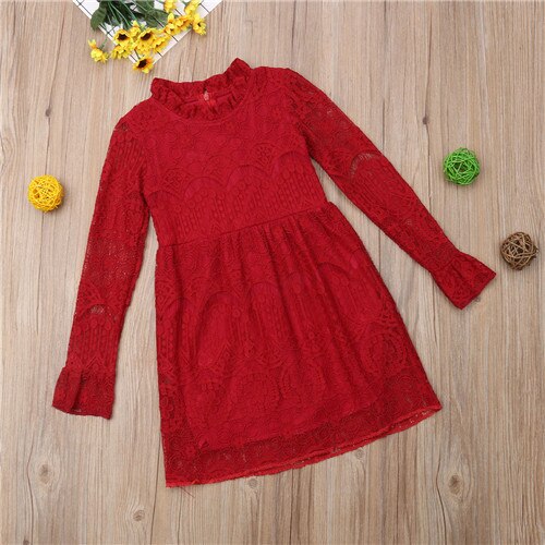 Toddler Kids Baby Girl Dress Flower Print Long sleeve Ruffle Bowknot Party Dress - ebowsos