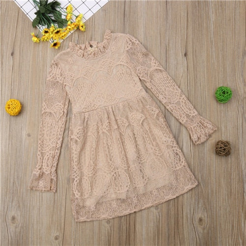 Toddler Kids Baby Girl Dress Flower Print Long sleeve Ruffle Bowknot Party Dress - ebowsos