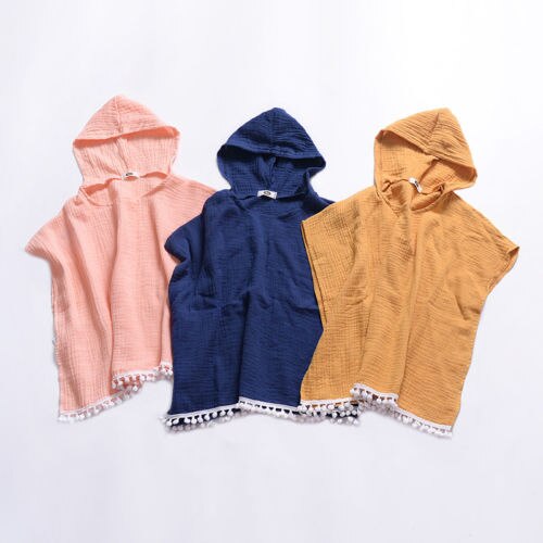 Toddler Kids Baby Girl Long Cape Dress Hooded Tassel Cloak Poncho Jumper Clothes Cotton and linen cloak - ebowsos