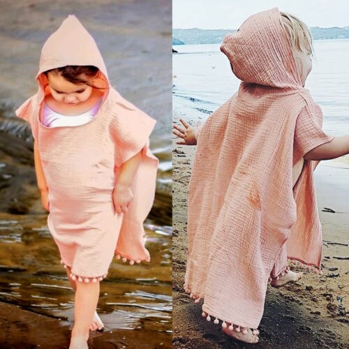 Toddler Kids Baby Girl Long Cape Dress Hooded Tassel Cloak Poncho Jumper Clothes Cotton and linen cloak - ebowsos