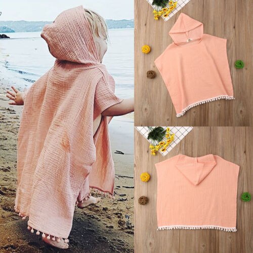 Toddler Kids Baby Girl Long Cape Dress Hooded Tassel Cloak Poncho Jumper Clothes Cotton and linen cloak - ebowsos