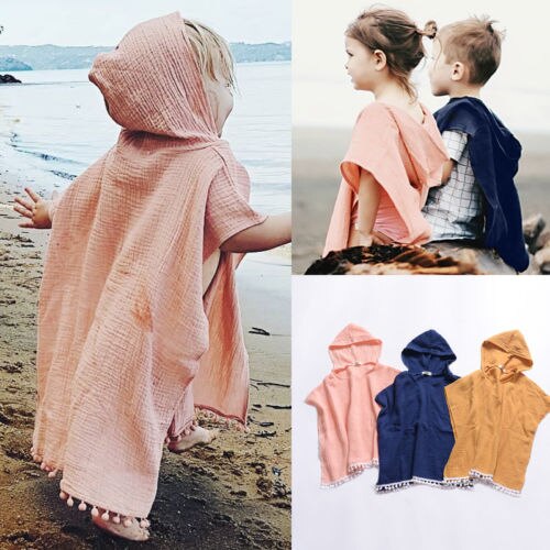 Toddler Kids Baby Girl Long Cape Dress Hooded Tassel Cloak Poncho Jumper Clothes Cotton and linen cloak - ebowsos