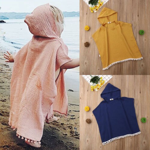 Toddler Kids Baby Girl Long Cape Dress Hooded Tassel Cloak Poncho Jumper Clothes Cotton and linen cloak - ebowsos