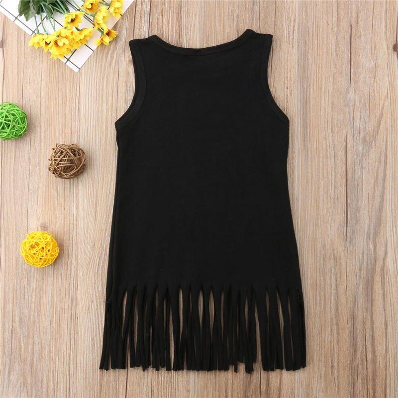 Toddler Kids Baby Girl Sleeveless Cotton Dress Causal sunflower Print Tassel Mini Dresses Sundress Outfits - ebowsos