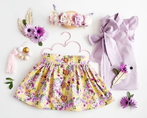 Toddler Kids Baby Girls Clothes Bow Tops T-shirt Floral Skirt Dress Outfits 2Pcs Set 1-4YT - ebowsos