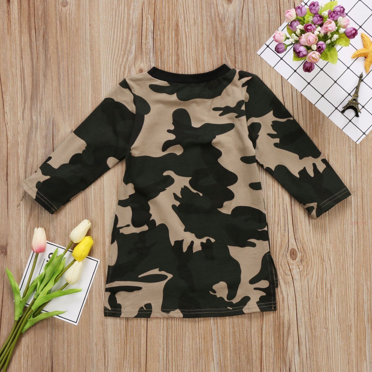 Toddler Kids Baby Girls Clothes Princess Party Prom Camouflage Long Sleeve Dress - ebowsos