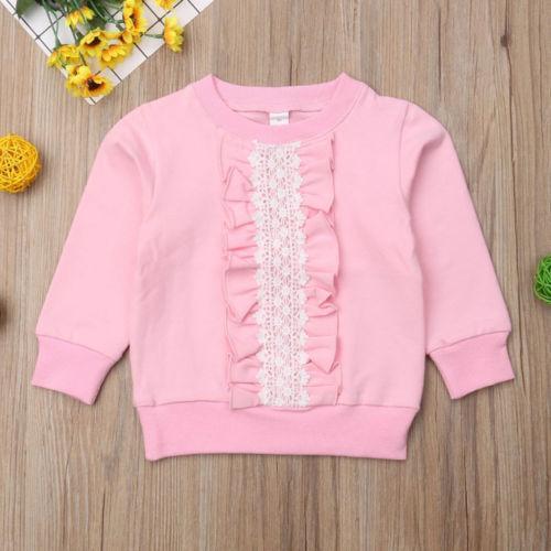 Toddler Kids Baby Girls Clothes Ruffle Lace Top T-Shirt Blouse Autumn Cotton Warm Clothing - ebowsos