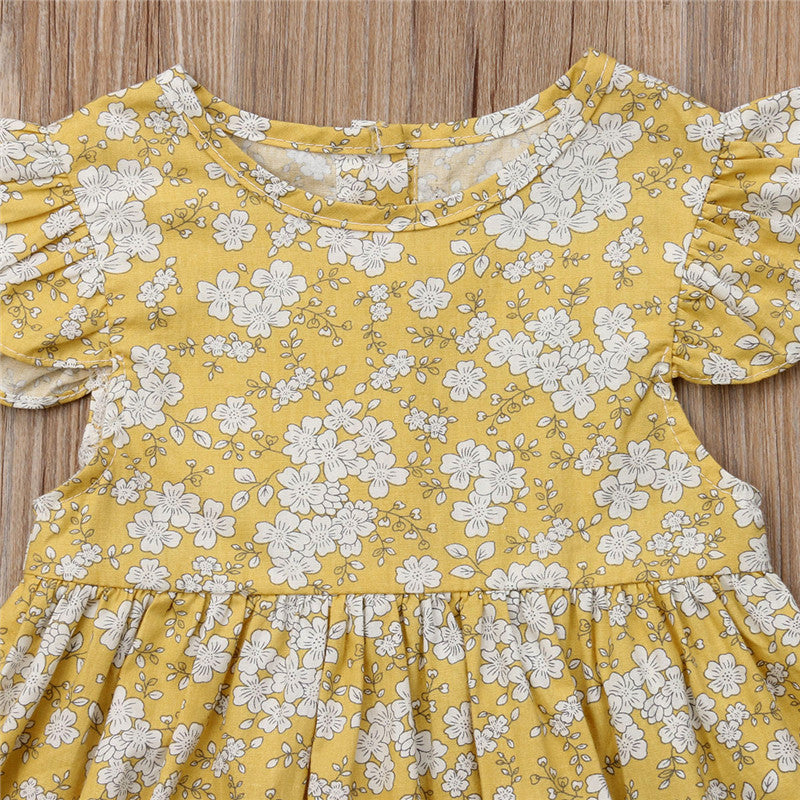 Toddler Kids Baby Girls Dress Floral Flying Sleeve Summer Dress Sundress Outfits Clothes Cute Children Girl Clothing Dresses - ebowsos