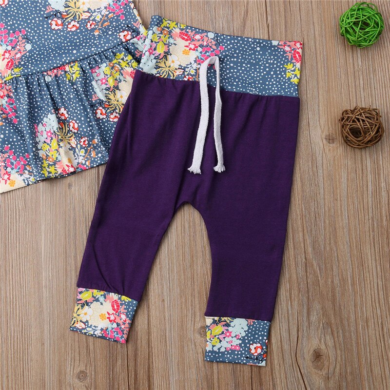 Toddler Kids Baby Girls Floral Tops Short Dress Pants Leggings 3Pcs Outfits Clothes - ebowsos