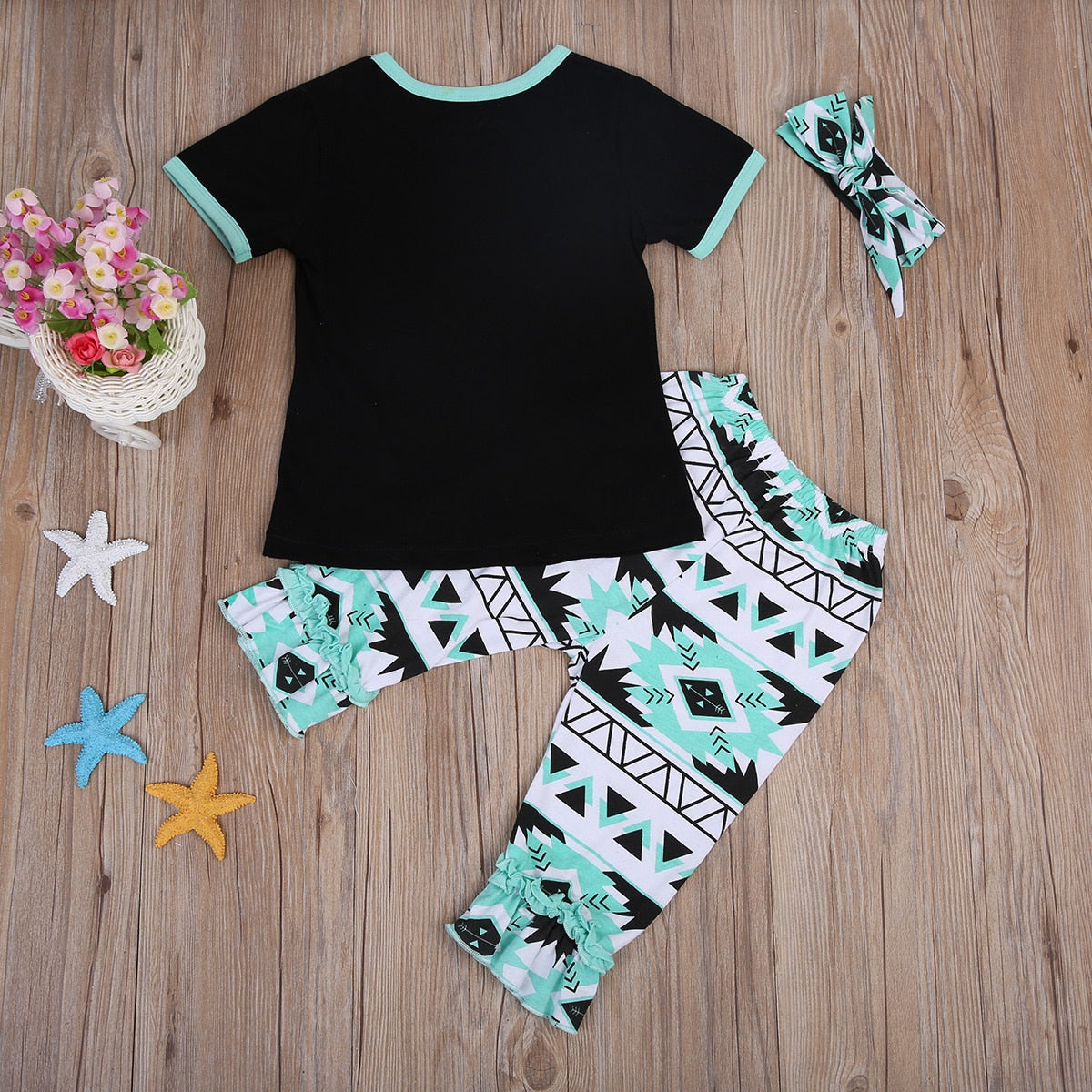 Toddler Kids Baby Girls Outfits Clothes Casual T-shirt +Pants+Headband 3pcs Set - ebowsos