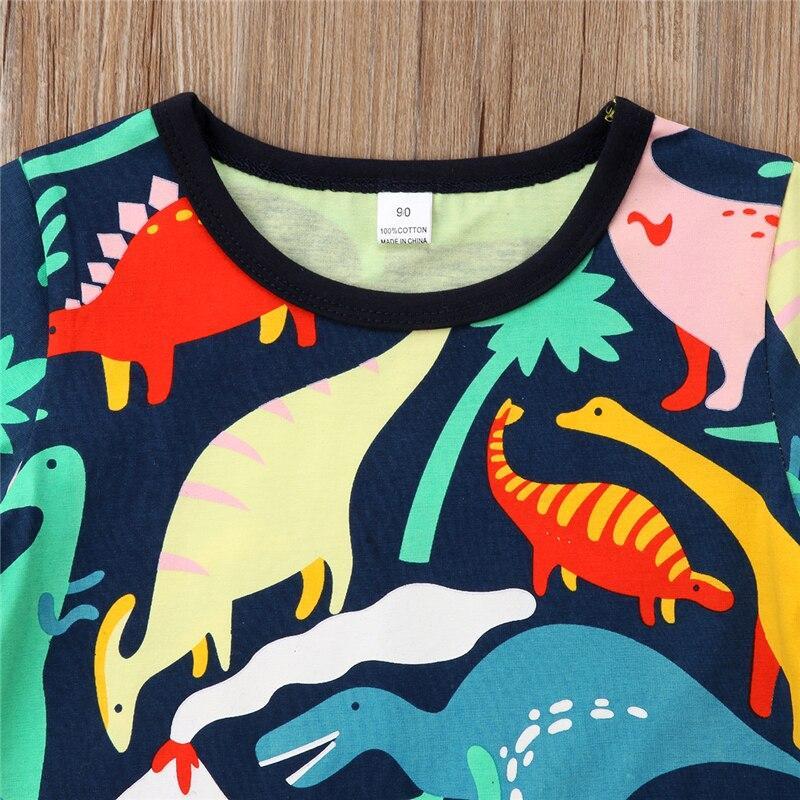 Toddler Kids Baby Girls Short Sleeve Dress Cartoon Dinosaur Party Pageant Dresses Clothes Summer - ebowsos