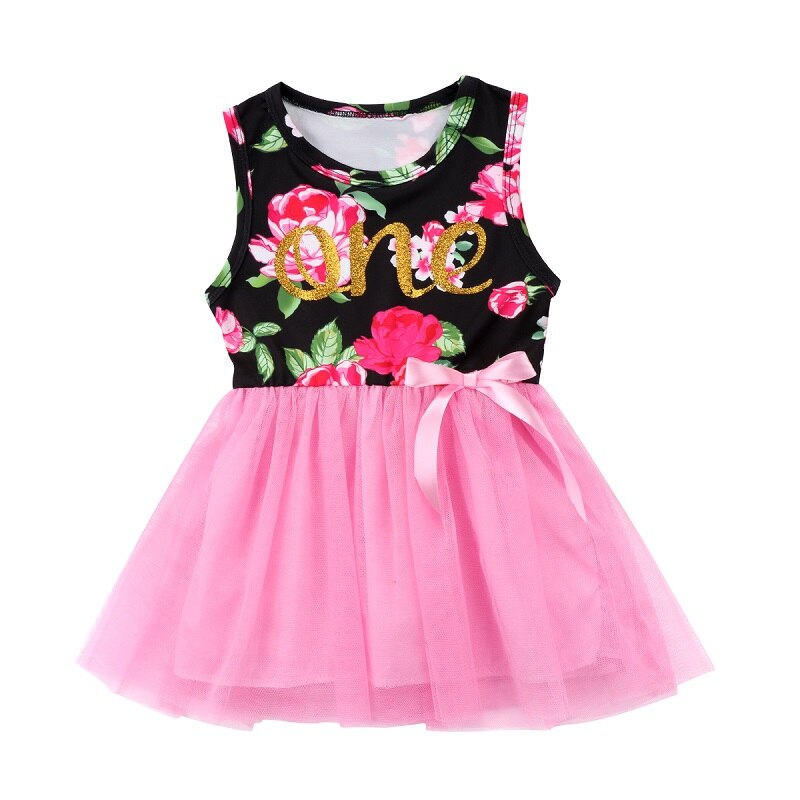 Toddler Kids Baby Girls Sleeveless  Princess Floral Sundress Summer Girl Tulle Tutu Party Wedding Dress Princess Clothes 0-4T - ebowsos