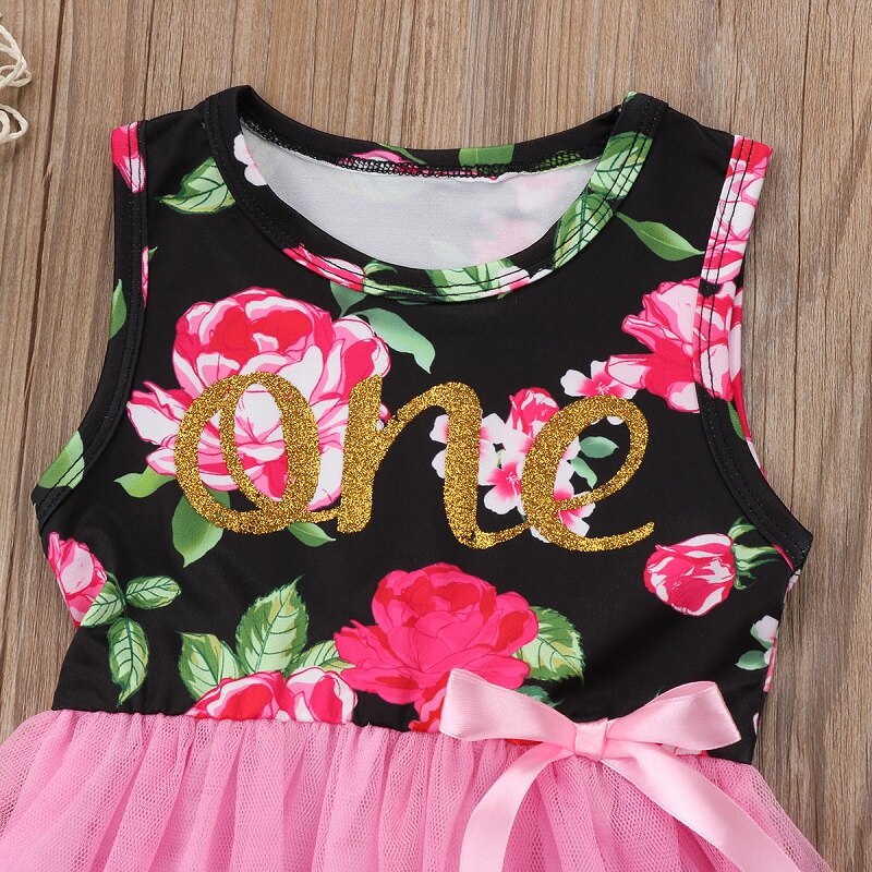 Toddler Kids Baby Girls Sleeveless  Princess Floral Sundress Summer Girl Tulle Tutu Party Wedding Dress Princess Clothes 0-4T - ebowsos