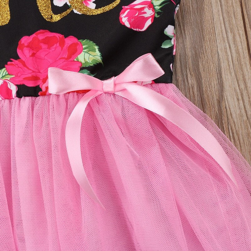 Toddler Kids Baby Girls Sleeveless  Princess Floral Sundress Summer Girl Tulle Tutu Party Wedding Dress Princess Clothes 0-4T - ebowsos