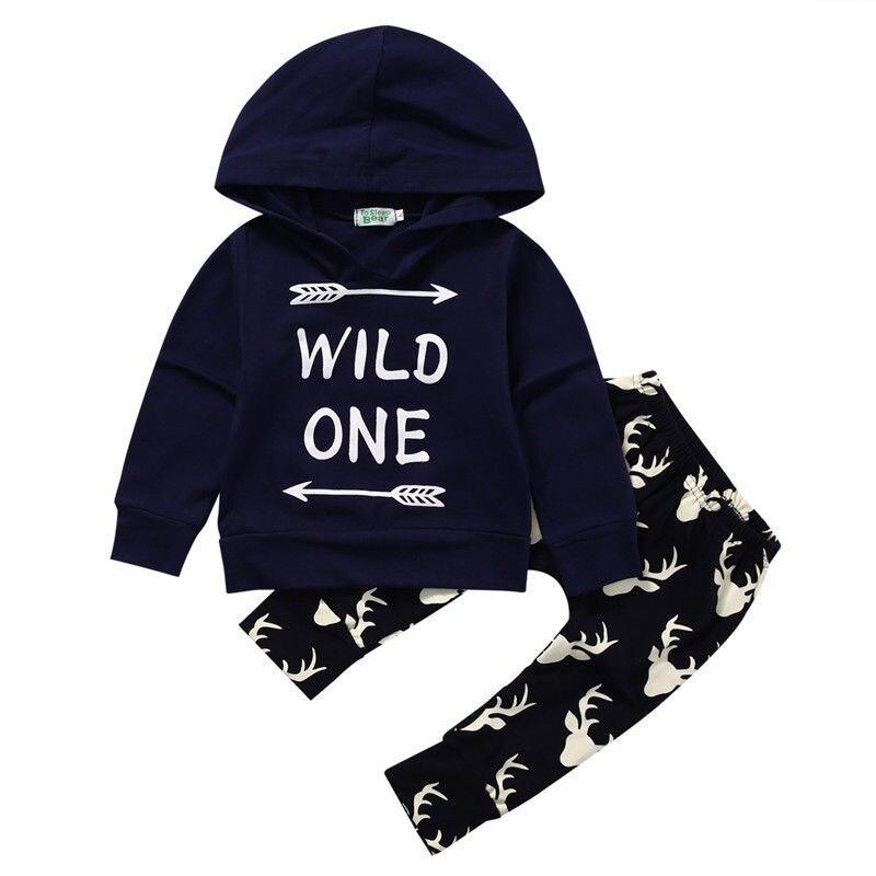 Toddler Kids Clothes Infant Baby Boy Girl Long Sleeve Deer Hooded Top+Pant Trouser 2PCS Outfits Children Clothing Set - ebowsos