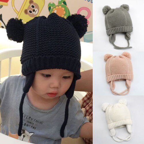 Toddler Kids Girls Baby Infant Winter Warm Crochet Knit Hat Beanie Ski Cap - ebowsos