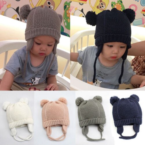 Toddler Kids Girls Baby Infant Winter Warm Crochet Knit Hat Beanie Ski Cap - ebowsos