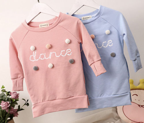 Toddler Kids Girls Long Sleeve Sweatshirt Dress Tunic Tops Autumn Winter Fashion Dress - ebowsos