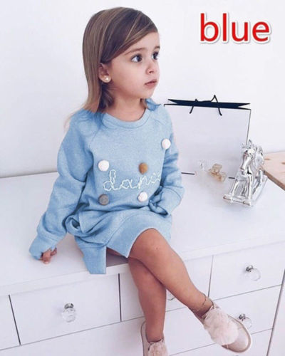 Toddler Kids Girls Long Sleeve Sweatshirt Dress Tunic Tops Autumn Winter Fashion Dress - ebowsos