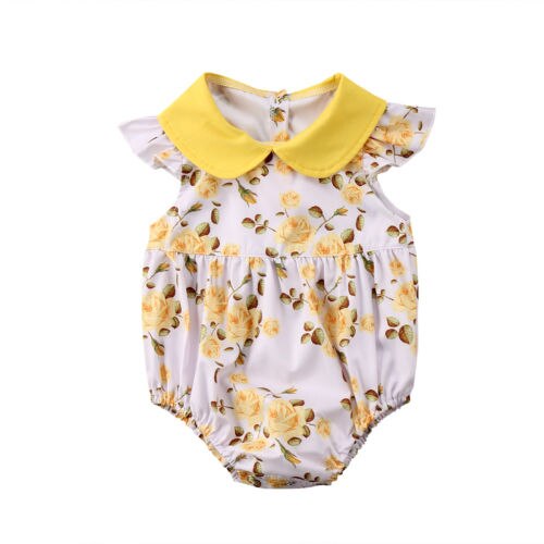 Toddler Newborn Baby Girl Floral Sleeveless Floral Print Romper Jumpsuit Cotton Outfits Baby Cute Clothes - ebowsos