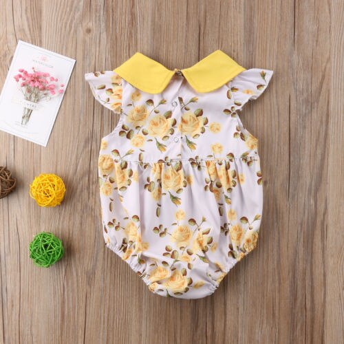 Toddler Newborn Baby Girl Floral Sleeveless Floral Print Romper Jumpsuit Cotton Outfits Baby Cute Clothes - ebowsos