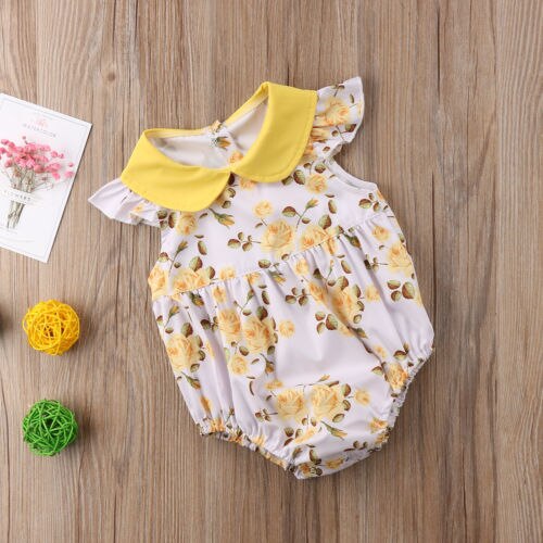 Toddler Newborn Baby Girl Floral Sleeveless Floral Print Romper Jumpsuit Cotton Outfits Baby Cute Clothes - ebowsos