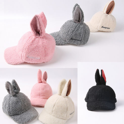 Toddler Winter Autumn Spring Warm Baby Toddler Kids Boy Girl Lamb Hair Rabbit Ear Beanie Warm Hat Cap Casual Hats - ebowsos