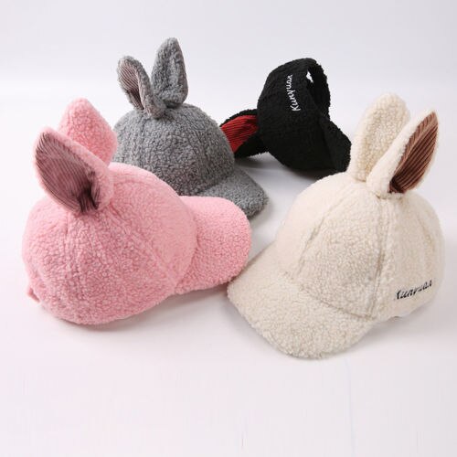 Toddler Winter Autumn Spring Warm Baby Toddler Kids Boy Girl Lamb Hair Rabbit Ear Beanie Warm Hat Cap Casual Hats - ebowsos