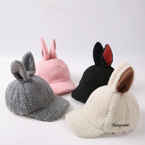 Toddler Winter Autumn Spring Warm Baby Toddler Kids Boy Girl Lamb Hair Rabbit Ear Beanie Warm Hat Cap Casual Hats - ebowsos