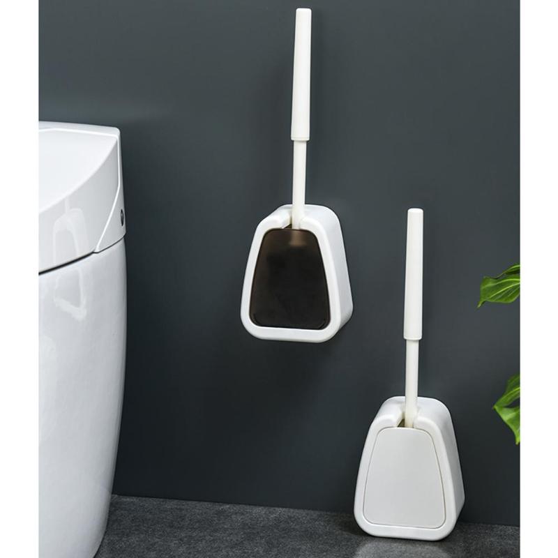 Toilet Brush Holder Delicate Wall-Mounted Floor-Standing Nail-free Bathroom Cleaning Tool Necessary Household Cleaning Supplies - ebowsos