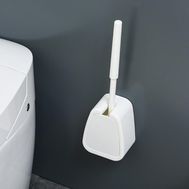 Toilet Brush Holder Delicate Wall-Mounted Floor-Standing Nail-free Bathroom Cleaning Tool Necessary Household Cleaning Supplies - ebowsos