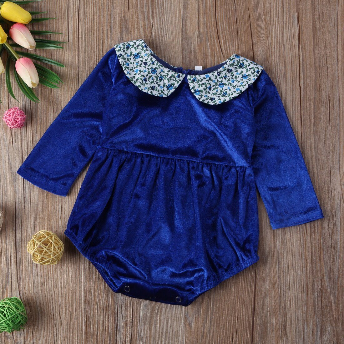 Top Baby Kid Girls Newborn Infant Velvet  Jumpsuit Bodysuit Clothes Outfit - ebowsos