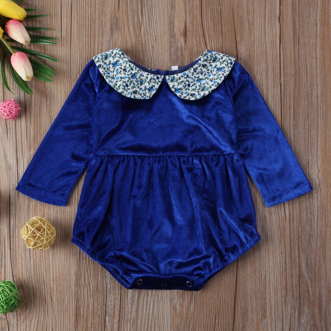 Top Baby Kid Girls Newborn Infant Velvet  Jumpsuit Bodysuit Clothes Outfit - ebowsos