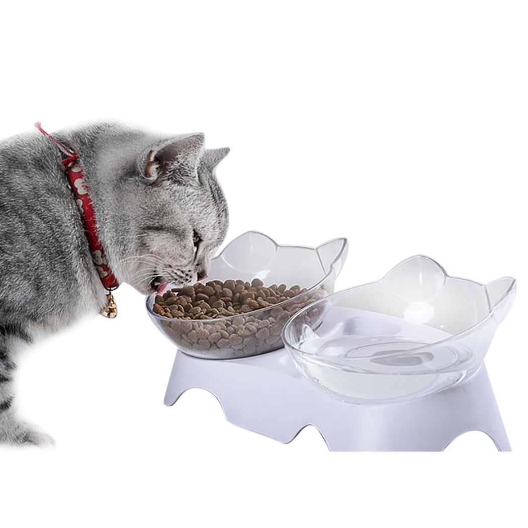 Transparent Pet Cats Bowl With Holder Anti-Slip Cat Food Dish Pet Feeder Water Bowl For Cats And Small Dogs Pet Feeding Supplies-ebowsos