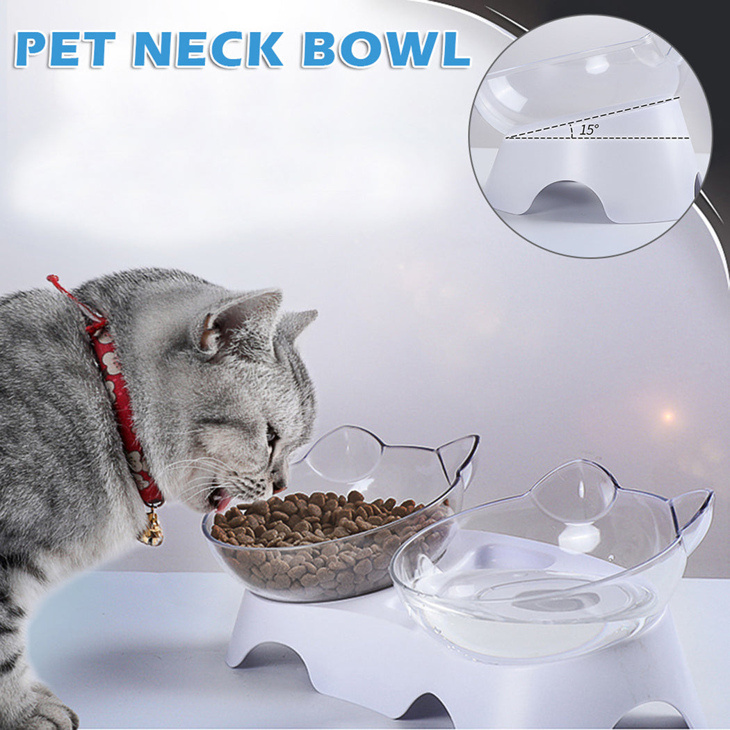 Transparent Pet Cats Bowl With Holder Anti-Slip Cat Food Dish Pet Feeder Water Bowl For Cats And Small Dogs Pet Feeding Supplies-ebowsos